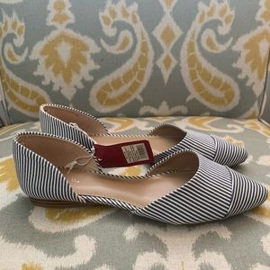 7.5 Navy and White striped Merona Flats